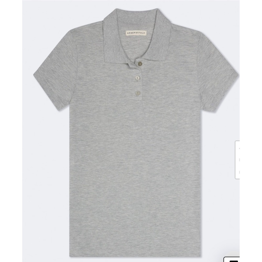 Aeropostale Womens Heather Gray Short Sleeve Polo Shirt XS New 5243